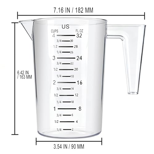 DOTINGHUX 4 Cup Measuring Pitcher, 32 Oz Durable Food-Grade Liquid Measure