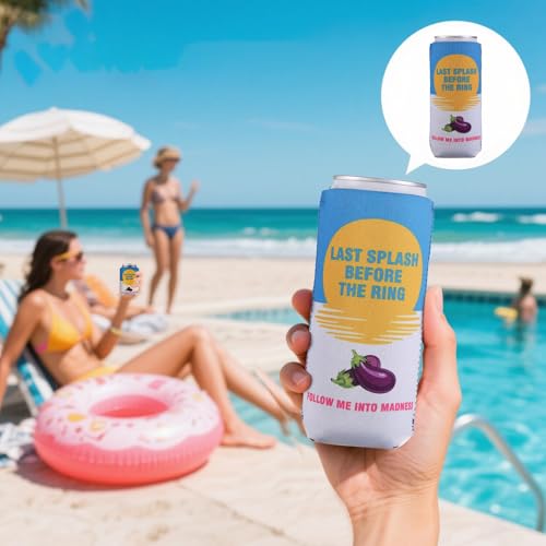 Bohaluo 12-Pack Slim Bachelorette Party Can Cooler Sleeves - White