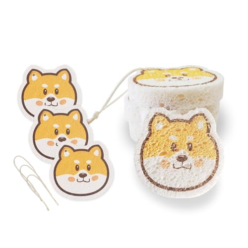 Vilphel Smile Dog Kitchen Sponges 3 Pack - Natural & Reusable