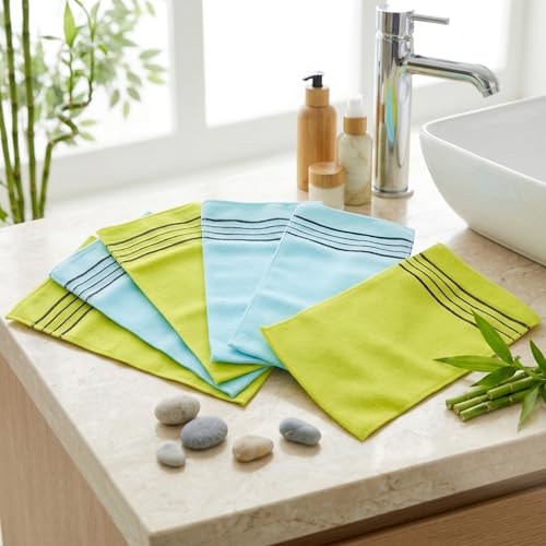 Olivia Tree Exfoliating Mitts - 6 Pack Korean Spa Body Scrubbers