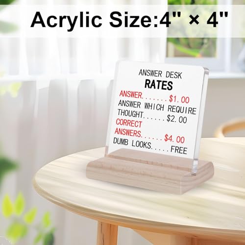 Funny Acrylic Desk Plaque - Answer Desk Rates Office Decor