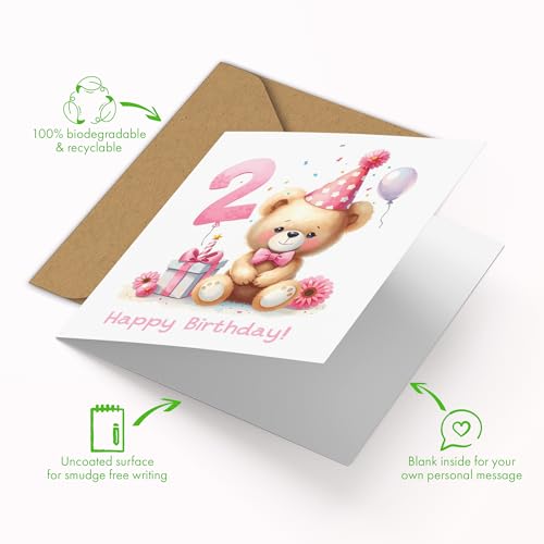 Teddy Bear Birthday Card with Kraft Envelope - 5.9 x 5.9 in