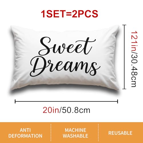 HOMETITUTE Lumbar Pillow Covers Pack of 2 - Satin 12x20 Inch Sweet Dreams Design