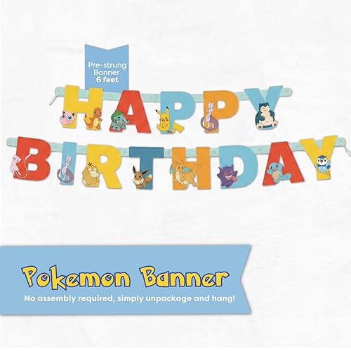 Pokemon Birthday Decorations Kit - Banner & Table Cloth