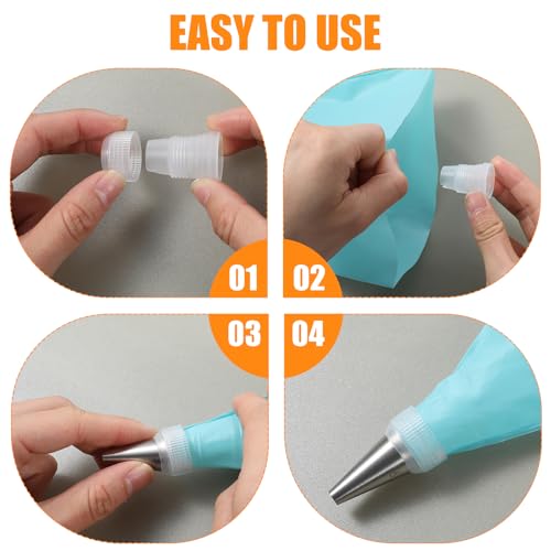 15-Pack Clear Plastic Piping Bag Couplers for Cake Decorating