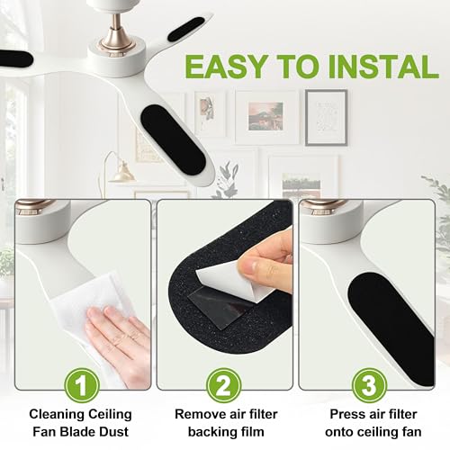 Buccilly 13-Pack Activated Charcoal Ceiling Fan Air Purifier Dust Pads