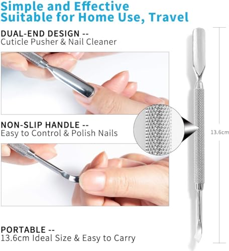 HaimiLiya Stainless Steel Cuticle Pusher and Gel Polish Remover