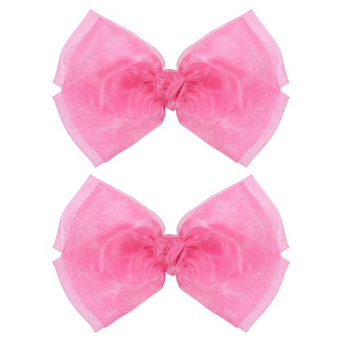 Miroksh 6-Inch Hot Pink Organza Double Mesh Ribbon Hair Bow Clip