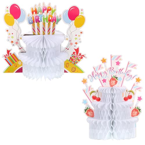 Gemoioio 2Pk Honeycomb Cake Centerpiece, Easy Assemble Birthday Decor