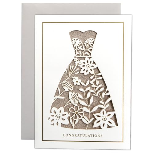 Gooji 5x7 Gold Foil Wedding Congratulation Card - Elegant Laser Cut Design