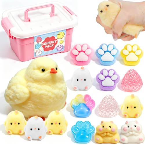 13-Pack Squishy Fidget Toy Set - Soft Silicone Stress Relief Toys for Kids