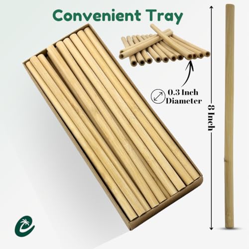 EPORIUM 8-Inch Reusable Bamboo Straws - 50 Pack Eco-Friendly Drinking Straws