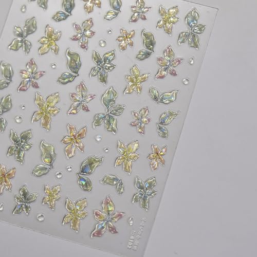 5D Floral Nail Stickers Embossed Self-Adhesive Spring Flower Decals