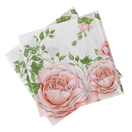 Rose Glory 3-Ply Disposable Beverage Napkins - 20 Count