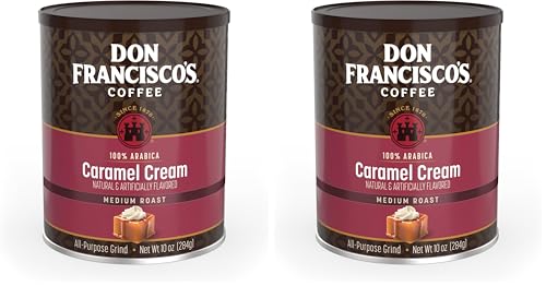 Don Francisco's Caramel Cream Ground Coffee, 10 oz (Pack of 2) - Rich 100% Arabica Flavor