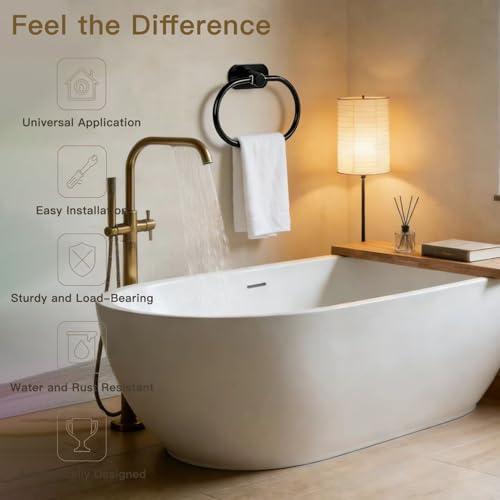 Matte Black Self-Adhesive Towel Ring - Stainless Steel Bathroom Holder