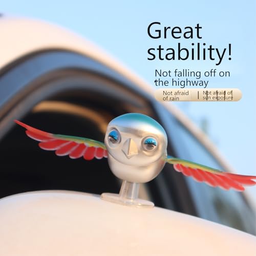 Wind-Powered Flapping Wings Flying Bird Car Ornament - Blue