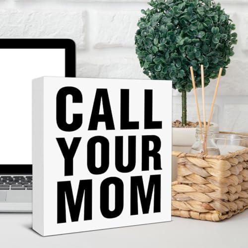 FTRBXT Call Your Mom Wooden Sign Dorm Decor - Funny College Gift, 5x5 inches, Variation: Dorm-c