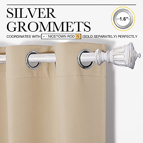 NICETOWN Thermal Insulated Room Darkening Curtain Panels - 42"x40" (Biscotti Beige, Set of 2)