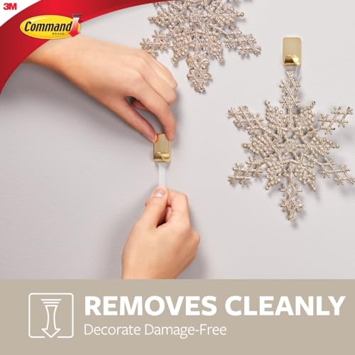 Command Small Brass Decorative Hooks, Damage-Free Adhesive Wall Hooks, 4 Pack