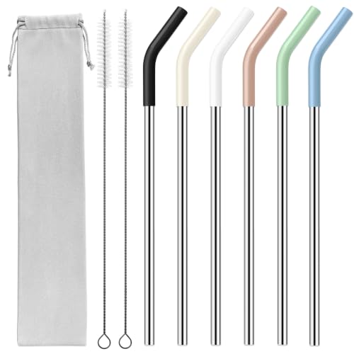 JINRICH 6-Pack Reusable Stainless Steel Straws for 40oz Stanley Tumblers