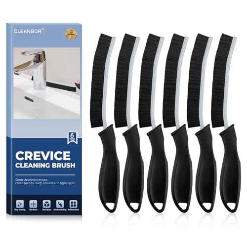 CLEANGOR Crevice Cleaning Brushes for Tight Spaces - Black, 6-Pack