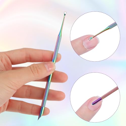 TIESOME Dual-Ended Stainless Steel Cuticle Pusher with Sandpaper