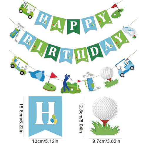 Multicolor Golf Happy Birthday Banner for Sports Theme Party