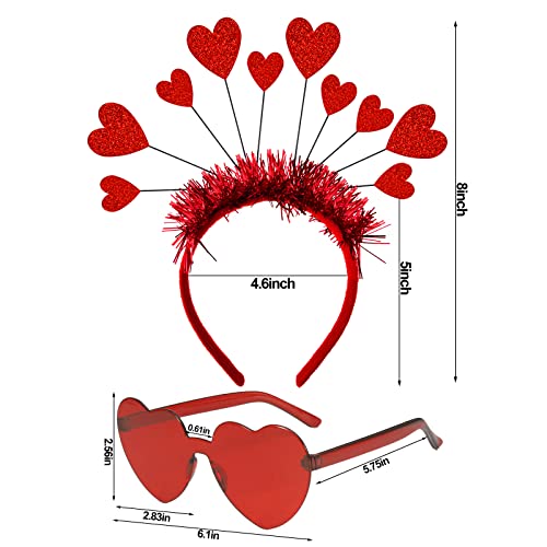 Valentine's Day Red Heart Headband and Sunglasses Party Set