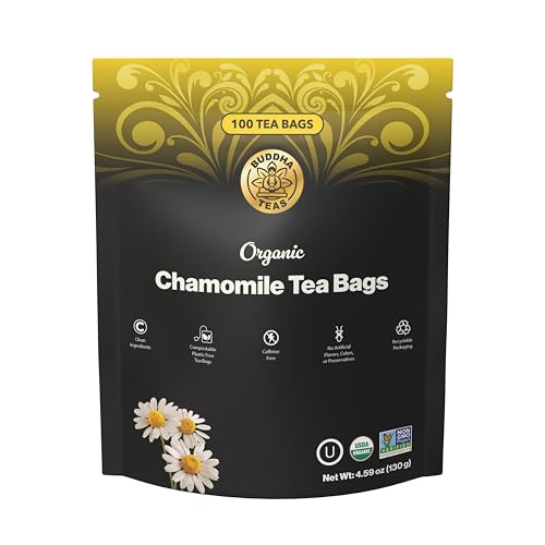 Buddha Teas Organic Chamomile Tea Bags - Caffeine Free, 100 Count
