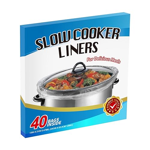 Kiginhans 40-Pack Disposable Slow Cooker Liners, Fits 3QT to 8QT Pots