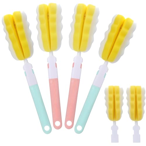 Detachable Bottle Brush Cleaner Set - 4 PCS with Replacement Heads