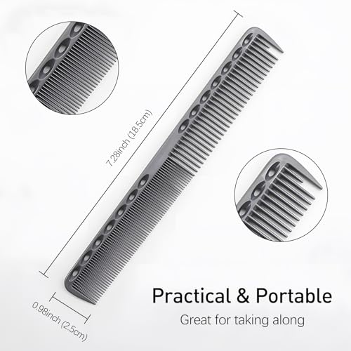 Kootinn 3-Piece Carbon Fiber Hair Cutting Comb Set Heat Resistant