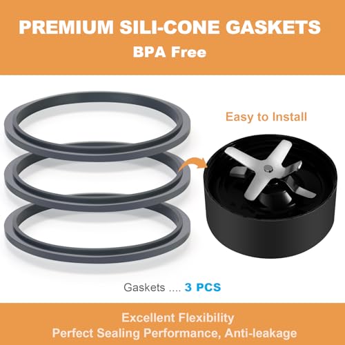 3PCS Rubber Seal Rings for Nutribullet 900 & 600W Blenders