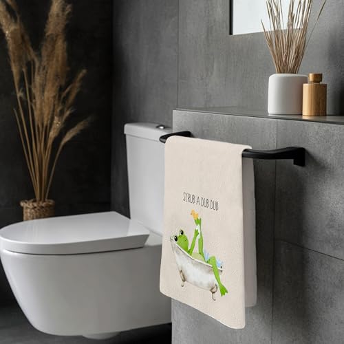 Beige Cute Frog Hand Towels - 16x24 Microfiber Kitchen & Bath Decor
