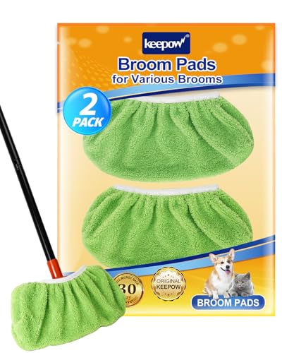 KEEPOW 2-Pack Coral Fleece Microfiber Broom Covers for Baseboards & Floors