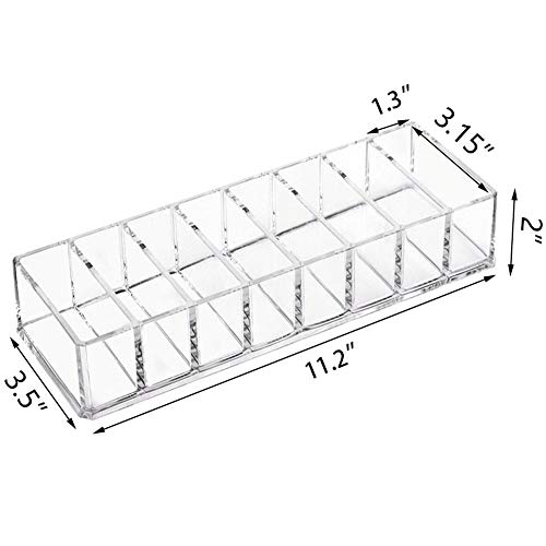 Weiai Clear Acrylic Makeup Organizer 11.2x3.5x2 Inch - 8 Compartment Holder