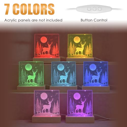 Dimmable Wooden LED Light Base Stand for Acrylic Art & Photos