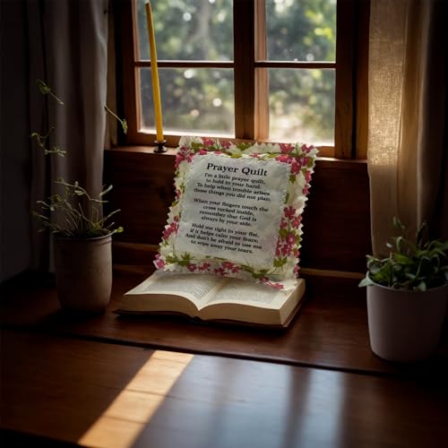 Mini Christian Prayer Quilt Squares Set of 3 - Vintage Pocket Scripture with Cross