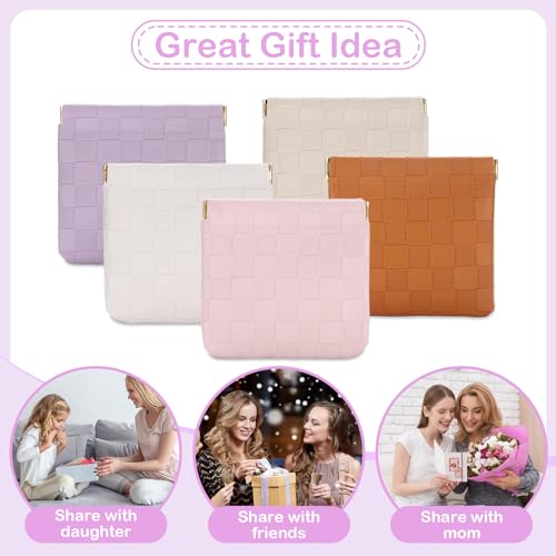 Sightor 2PCS Checkered Small Makeup Bag PU Leather Mini Cosmetic Pouch