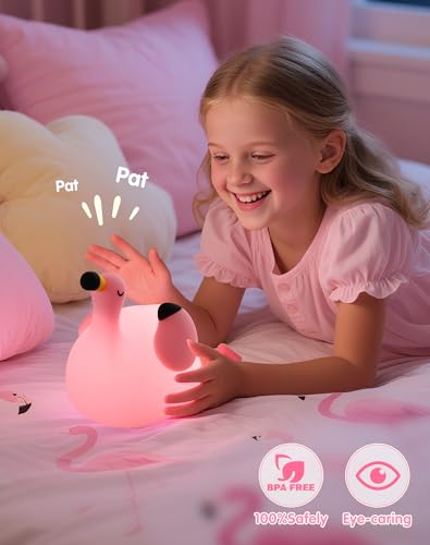 YISUN Flamingo Night Light - Rechargeable Silicone Nursery Lamp