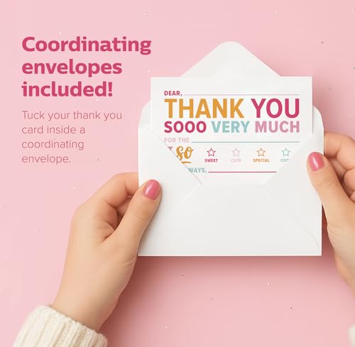 ThreeKin Collective 25-Pack Kids Fill-in-the-Blank Thank You Cards - Bright