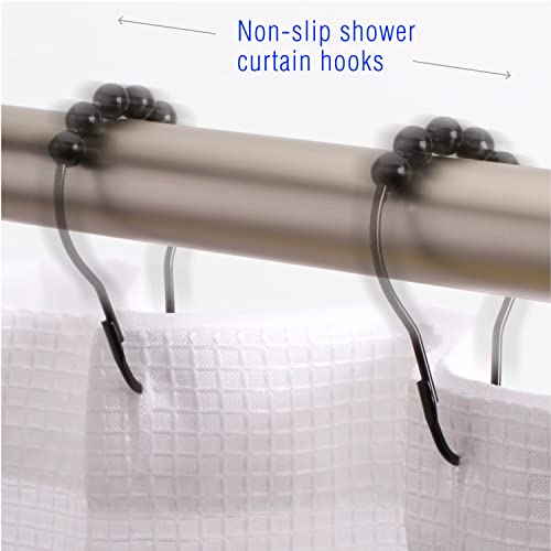 2lbDepot Polished Nickel Shower Curtain Rings Hooks - Stainless Steel, Locking, Easy-Glide Set of 12