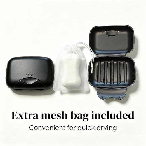 Portable Black Soap Holder Case - Travel Soap Saver for Bathroom & Kitchen