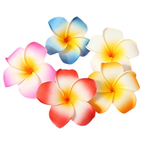 FSSTUD 10 Pcs 7cm Hawaiian Foam Flower Hair Clips Multicolor Beach