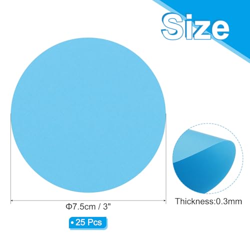 PATIKIL 3-Inch Round Card Stock Cutouts, 25Pcs Sky Blue Thick Paper Circles for DIY Crafts and Bulletin Boards