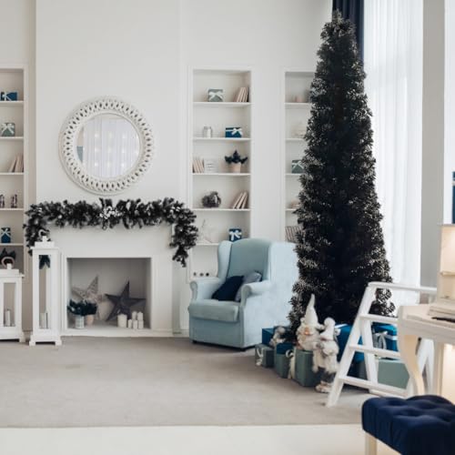 6ft Black Artificial Christmas Pencil Tree - Slim Space-Saving Holiday Decor