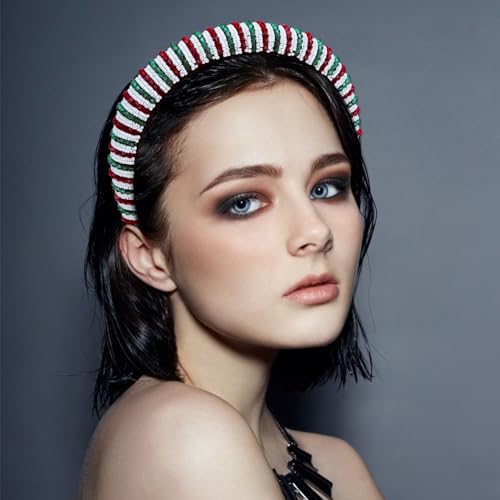 Ondder Christmas Beaded Padded Headband Red and Green Hair Accessories
