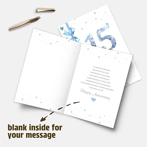 15th Anniversary Card for Wife & Husband - Romantic Keepsake