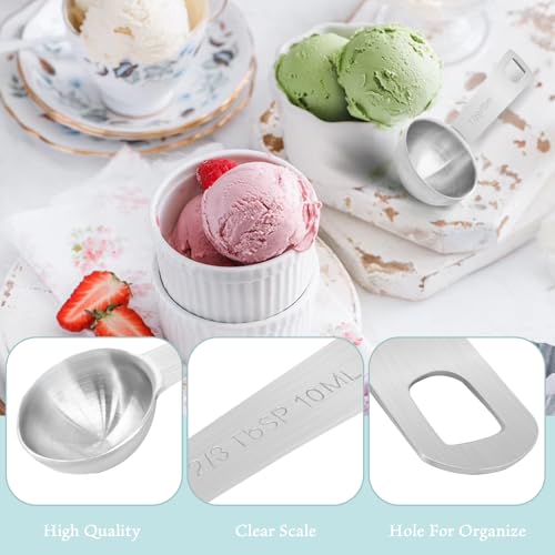 Marvexi Stainless Steel Measuring Spoons Set - 2/3 Tbsp, 2 Tsp, 10 mL